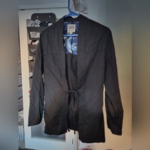 Naked & Famous Black Oxford Cloth Kimono Shirt XS